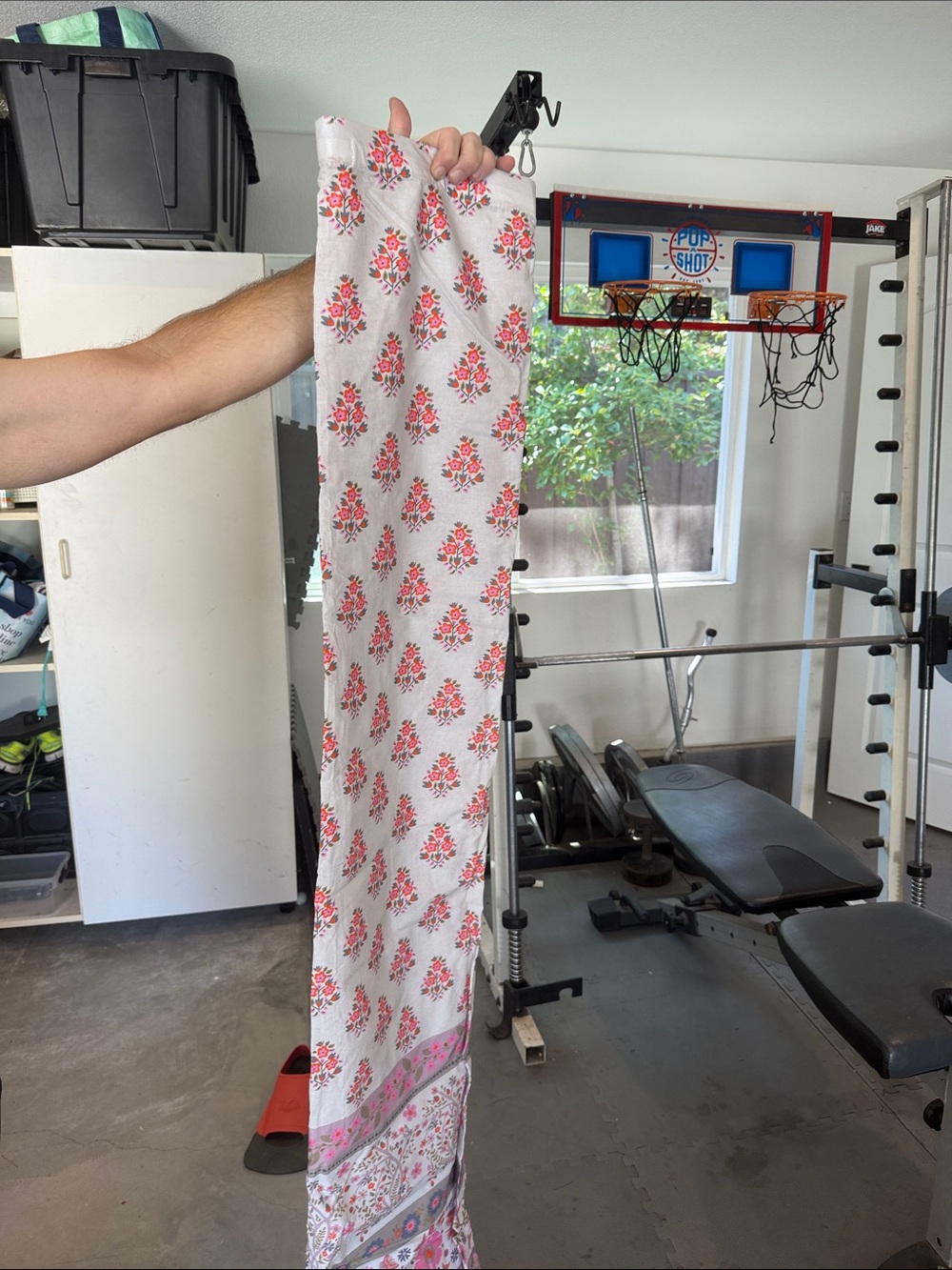 NATURAL LIFE Pink Floral Cotton with Lace Accent Shower curtains - Picture 2 of 4